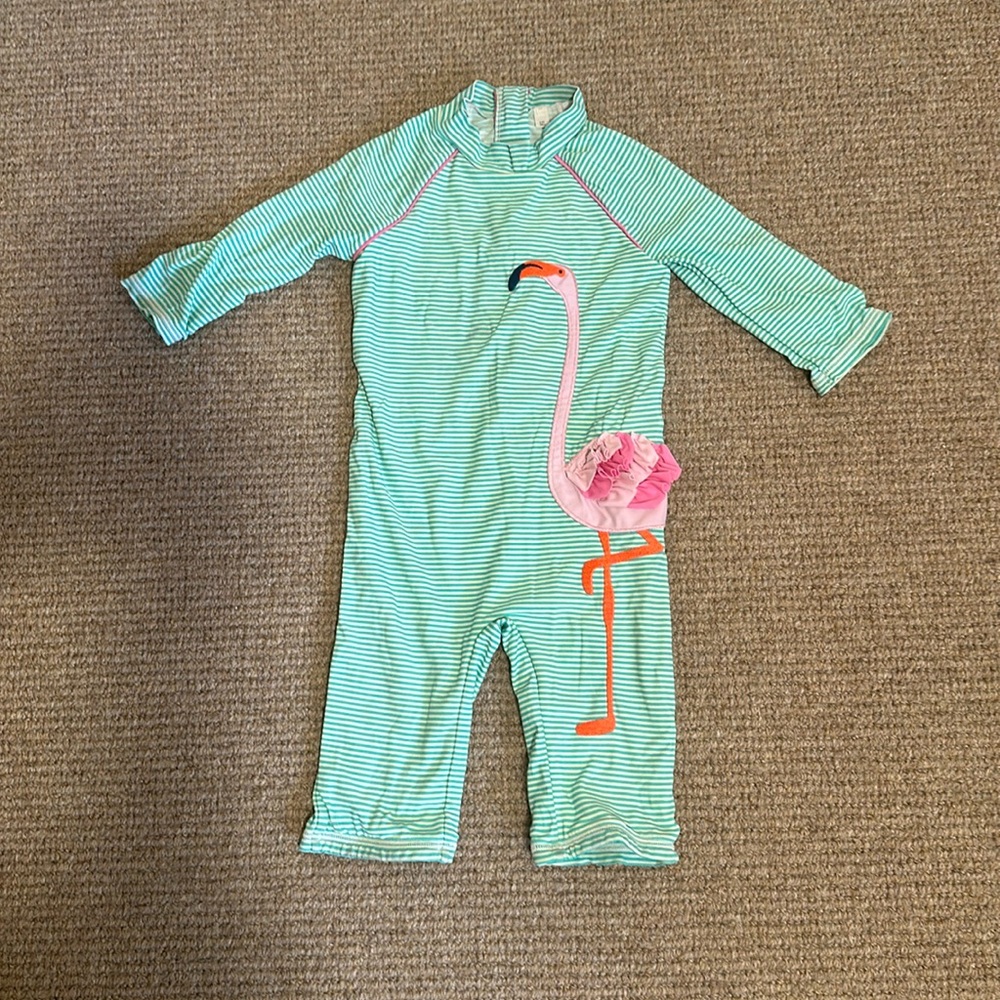 Mini Boden Kids Ruffle Long Sleeve One-Piece Rashguard Swimsuit